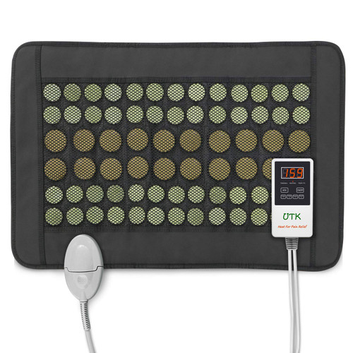 UTK Far Infrared Natural Jade and Tourmaline Heating Pad for Back Pain and Cramps Relief, Small Pro (23.5ÀX16À), Smart Controller with Memory Function, Auto Shut Off and Travel Bag Included