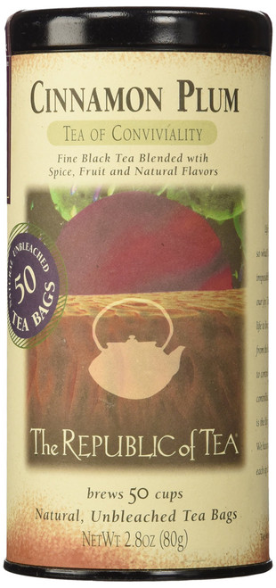 The Republic of Tea Cinnamon Plum Black Tea - 50 Tea Bags, Spiced Black Tea, Gourmet Tea Blend
