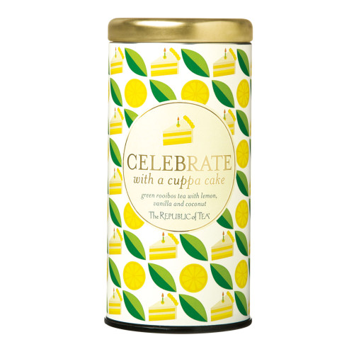 The Republic of Tea Celebrate With A Cuppa Cake Tea, 36 Tea Bags, Gourmet Tea, Vanilla Lemon-Coconut Cake Tea Gift Tin