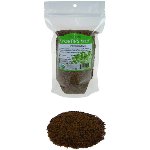Handy Pantry 3 Part Salad Sprout Seed Mix - 1 Lbs Brand: Certified Organic Sprouting Seeds: Radish, Broccoli & Alfalfa: Cooking, Food Storage or Delicious Salad Sprouts