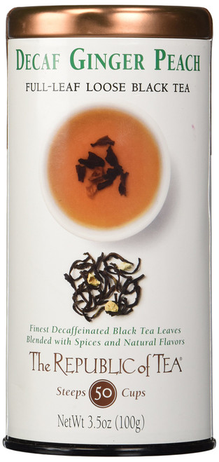 The Republic of Tea Decaf Ginger Peach Black Full-Leaf Tea, 3.5 Ounce, 50 Count