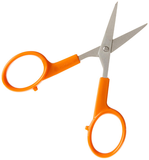 Fiskars 98087097J Curved Craft Scissors, 4 Inch, steel & orange