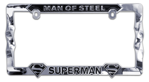 Superman Man of Steel 3D Metal License Plate Frame - Chrome
