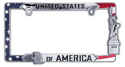 USA All Metal License Plate Frame - Metal
