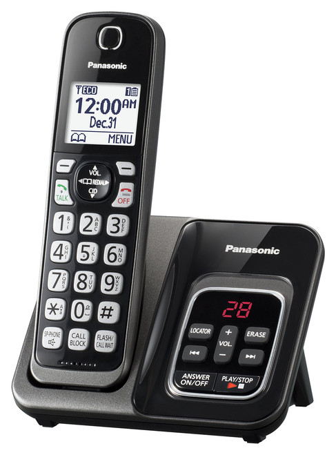 Panasonic Expandable Cordless Phone System with Call Block and Answering Machine - 1 Cordless Handsets - KX-TGD530M (Metallic Black)