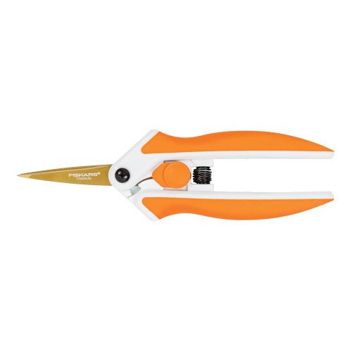 Fiskars 190520-1001 Titanium Micro-Tip Easy Action Scissors, 5 Inch | Orange