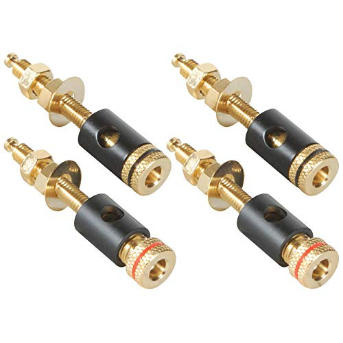 Parts Express Binding Post Banana Jack with 1" Thread 2 Pair, Black Gold