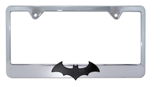 Batman 3D Black Bat Chrome License Plate Frame, Metal