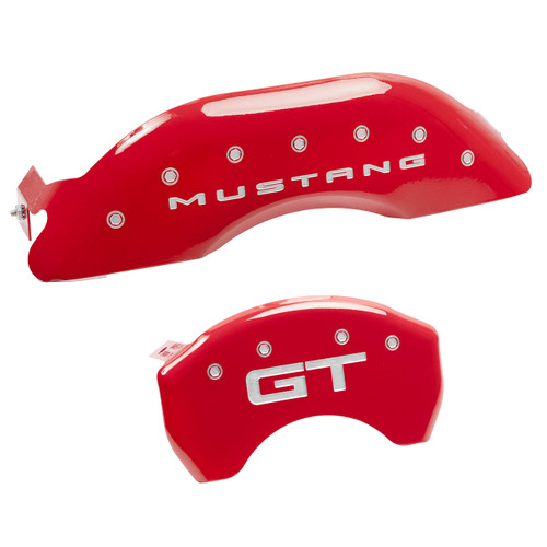 MGP Caliper Covers 10200S2MGRD Red Powder Coat Finish Engraved Front Mustang Rear GT Caliper Cover, (Set of 4)