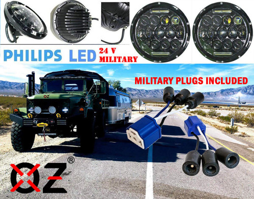 7" OZ-USA - 75w High Output Military LED Headlight 24 volts M35a2 M35 M35a3 M923 Truck HMMWV M998 DIESEL