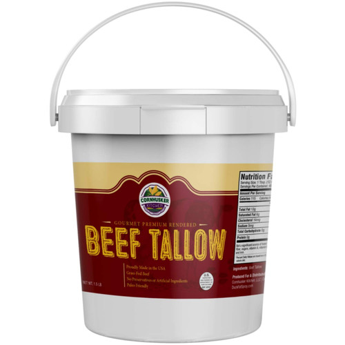 Cornhusker Kitchen Beef Tallow - Grass fed Beef Tallow, 1.5 Pound Tubs
