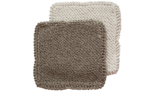 Toockies Hand knit Organic Cotton & Jute Scrub Cloths in Vintage Dish Cloth Pattern- 2 pack