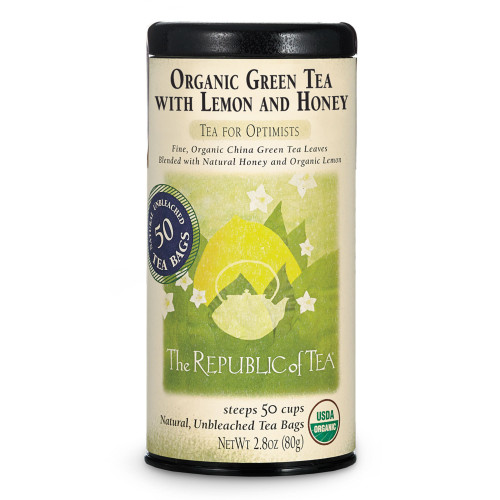 The Republic of Tea Organic Green Tea wit Lemon And Honey - 50 Tea Bag Tin