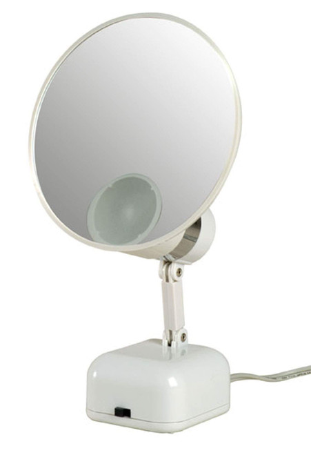 Floxite FL-510-2 LED LIGHTED 5" MIRROR - 10X "SUPERVISION" W/BATTERY BASE/AD