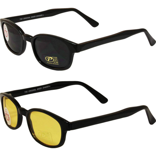 Pacific Coast Sunglasses Original KD's Biker Sunglasses 2-pack Smoke & Yellow Lenses, Black
