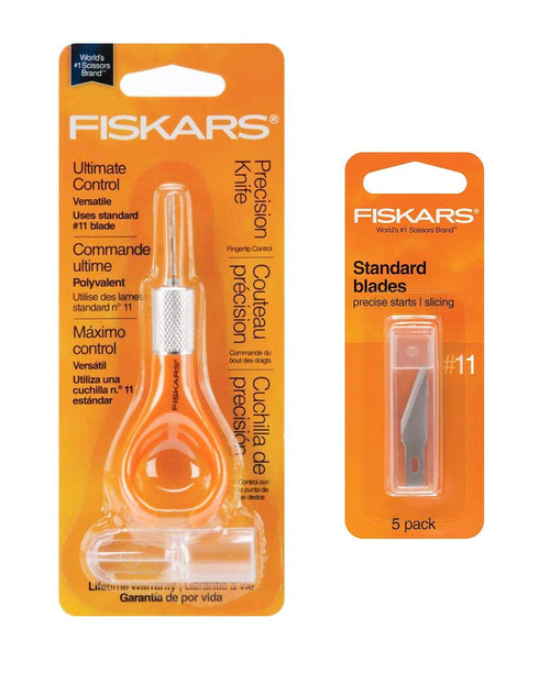 Fiskars Fingertip Precision/Detail Knife w/ Standard No. 11 Blades 5/Pkg