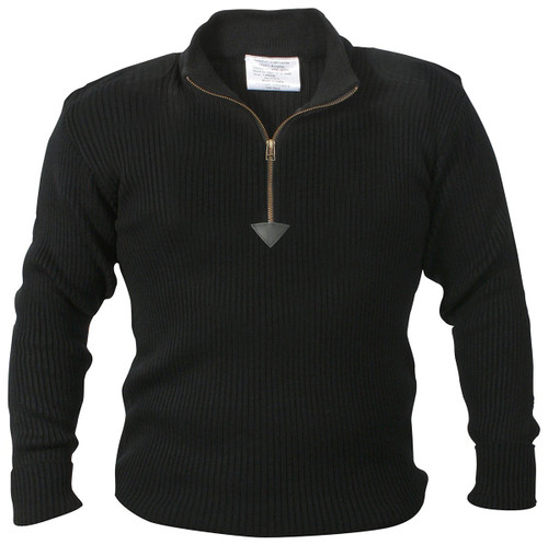 Rothco Quarter Zip Acrylic Commando Sweater - Black-2XL