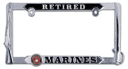 U.S. Marines Retired 3D License Plate Frame - All Metal