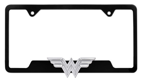 Wonder Woman 3D Black Open License Plate Frame - All Metal