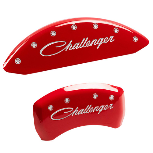 MGP Caliper Covers 12162SCLSRD Red Brake Covers Fits 2011-2020 Dodge Challenger (Dual Piston Front Caliper) Engraved w/ Challenger (Front/Rear Covers; Set of 4)