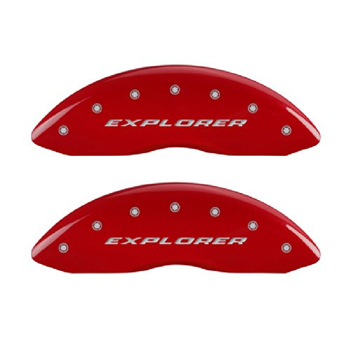MGP Caliper Covers 10229SXPLRD 'Explorer' Engraved Caliper Cover with Red Powder Coat Finish and Silver Characters | Set of 4