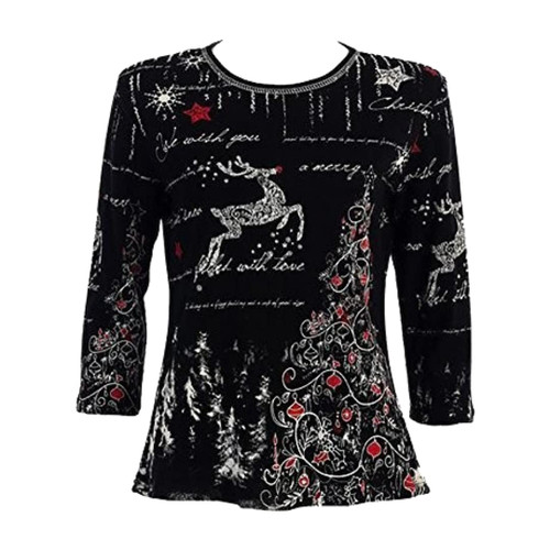 Jess & Jane Reindeer's Dream Rhinestone T-Shirt | 14-848 3X