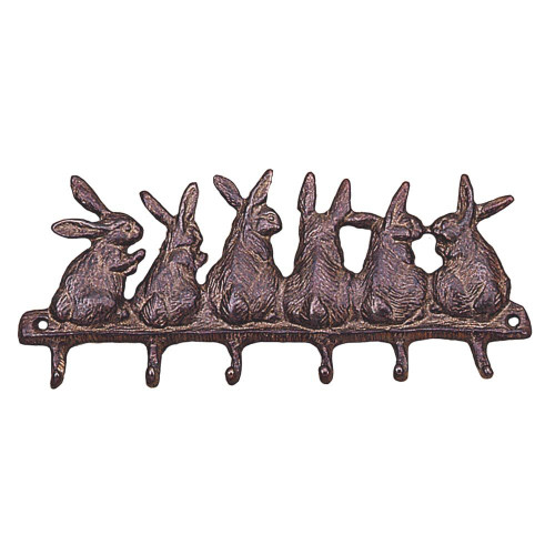 SPI Home Seven Bunny Key Ring Hooks | Screws Included S/2 (BZ13470)