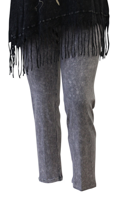 Jess & Jane Mineral Washed Cotton Spandex Legging PantM31-Ankle Midnight Grey 3X