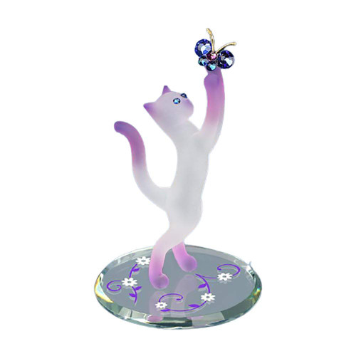 Glass Baron Princess Cat with Butterfly Figurine - L0 104