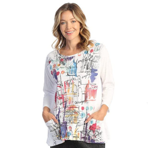 Jess & Jane Mineral Washed 100% Cotton Slub Patch Pockets Tunic Top | 1X