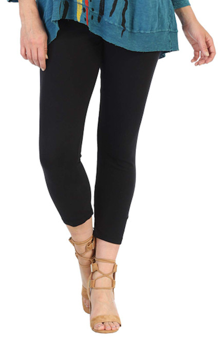Jess & Jane Mineral Washed Cotton Spandex Legging Pant M37-Crop Jet Black - XL