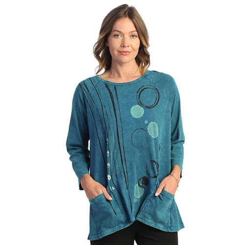 Jess & Jane Mineral Washed Patch Pocket Cotton Tunic M12-1764 CYP Lollipop 1X