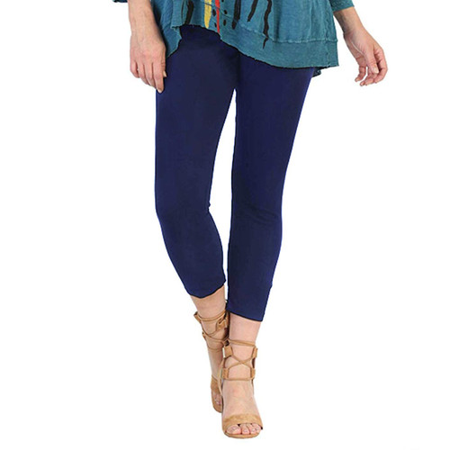 Jess & Jane Mineral Washed Cotton Spandex Legging Pant Jet Denim Large
