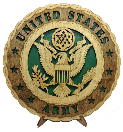 Armed Forces Army Decorative Laser 3D Wooden Wall Plaque - Green