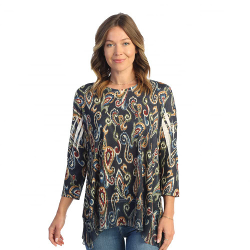 Jess & Jane Chiffon Contrast Tunic Top 63-1749 Bohemia 1X	