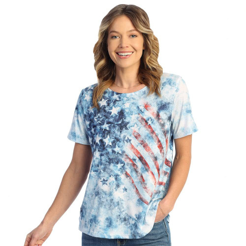 Jess & Jane Soft-Touch Short Sleeve Top 22-1713 American Vintage 2X