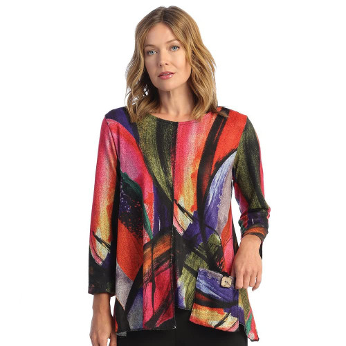 Jess & Jane Layla French Brushed Knit Patch Pocket Tunic FB2-1656 Vera Large
