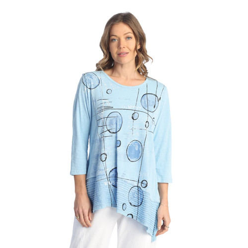 Jess & Jane 100% Cotton Slub Asymmetric Tunic with Wavy Contrast XL
