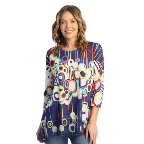 Jess & Jane Women's Sonata Tunic Top with Chiffon Hem 63-1849 Vibrant XL