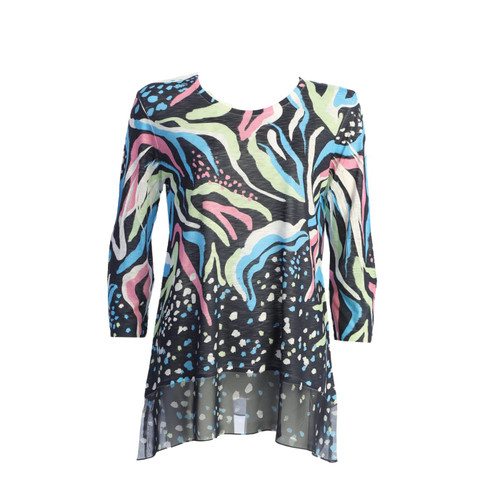 Jess & Jane Chiff on Contrast Tunic Top 63-1679 Lush Small 