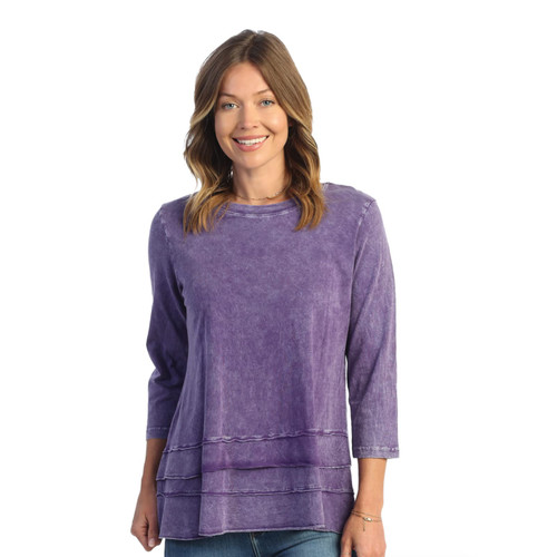 Jess & Jane Mineral Washed 100% Cotton Slub Layered Tunic M66-PUR Purple 1X