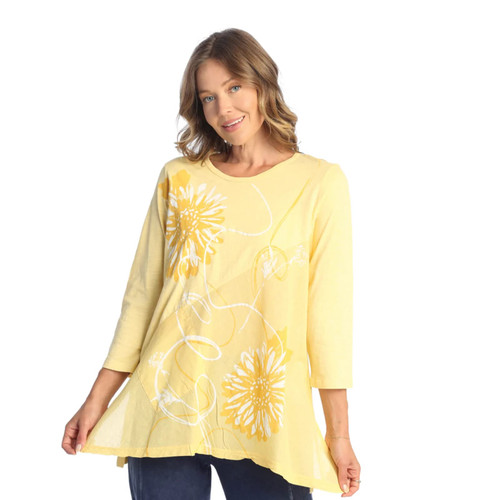 Jess & Jane 100% Cotton Tunic w/ Asymmetric Linen Contrast JSUN Carmen Large 