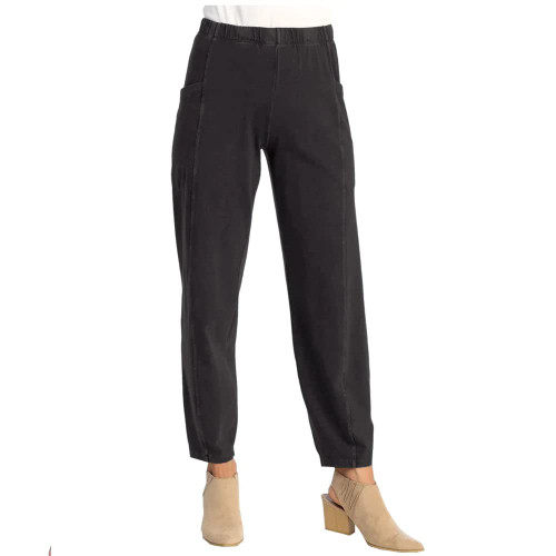 Jess & Jane Cotton Spandex Lantern Pants with Side Patch Pockets Black 2X