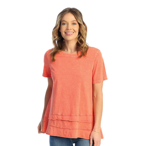 Jess & Jane Print Layered Short Sleeve Top - M82 | Large, Watermelon