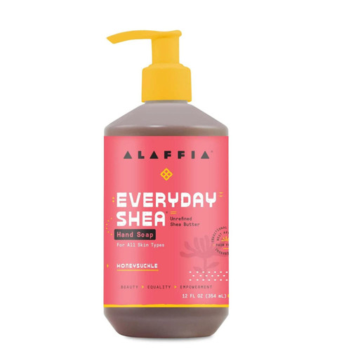 Alaffia - Everyday Shea Liquid Hand Soap, Helps Clean, Moisturize, and Refresh Hands with Shea Butter, Moringa Leaf, Argan and Coconut Oils, Fair Trade, Honeysuckle, 12 Ounces