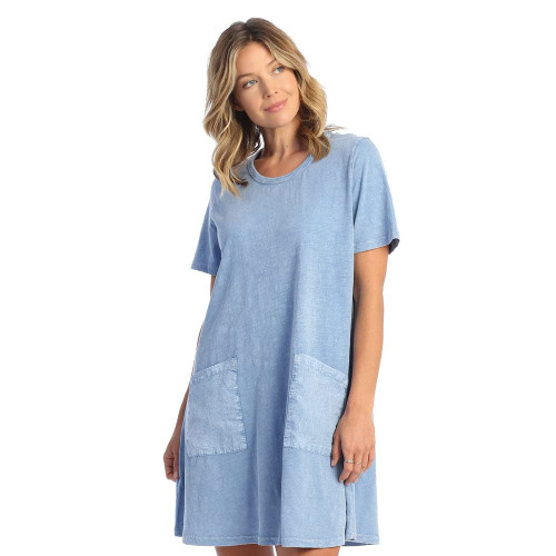 Jess & Jane Mineral Washed Cotton Dress M78 (Large, Cornflower Blue)