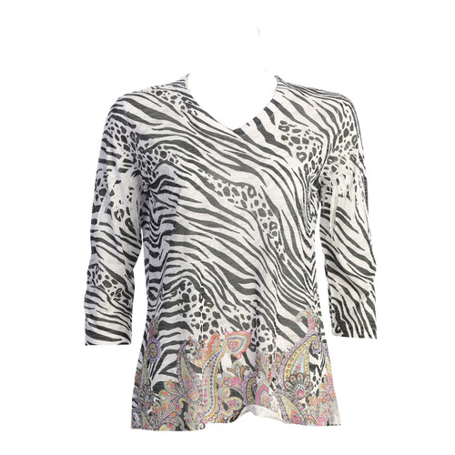 Jess & Jane Burnout Hi-Low Tunic Top AJ3 (X-Large, Serengeti)