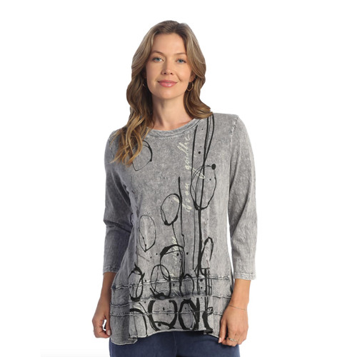 Jess & Jane Floral Print Layered Tunic Top - Large, Circles Midnight