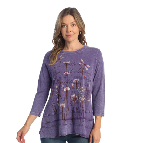 Jess & Jane Floral Print Layered Tunic Top 2X, Campo Purple