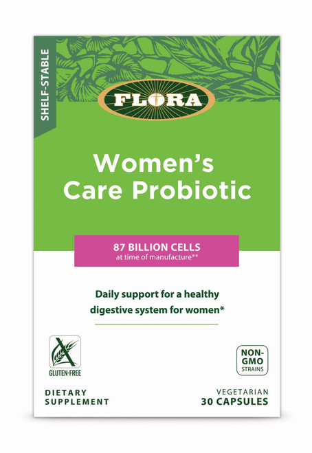Flora - Women's Care Probiotic with Eight Strains of Beneficial Bacteria, Support Digestive & Vaginal Health, Fights Yeast and UTI Bacteria, Shelf Stable, 87 Billion CFU's, 30 Vegetarian Capsules